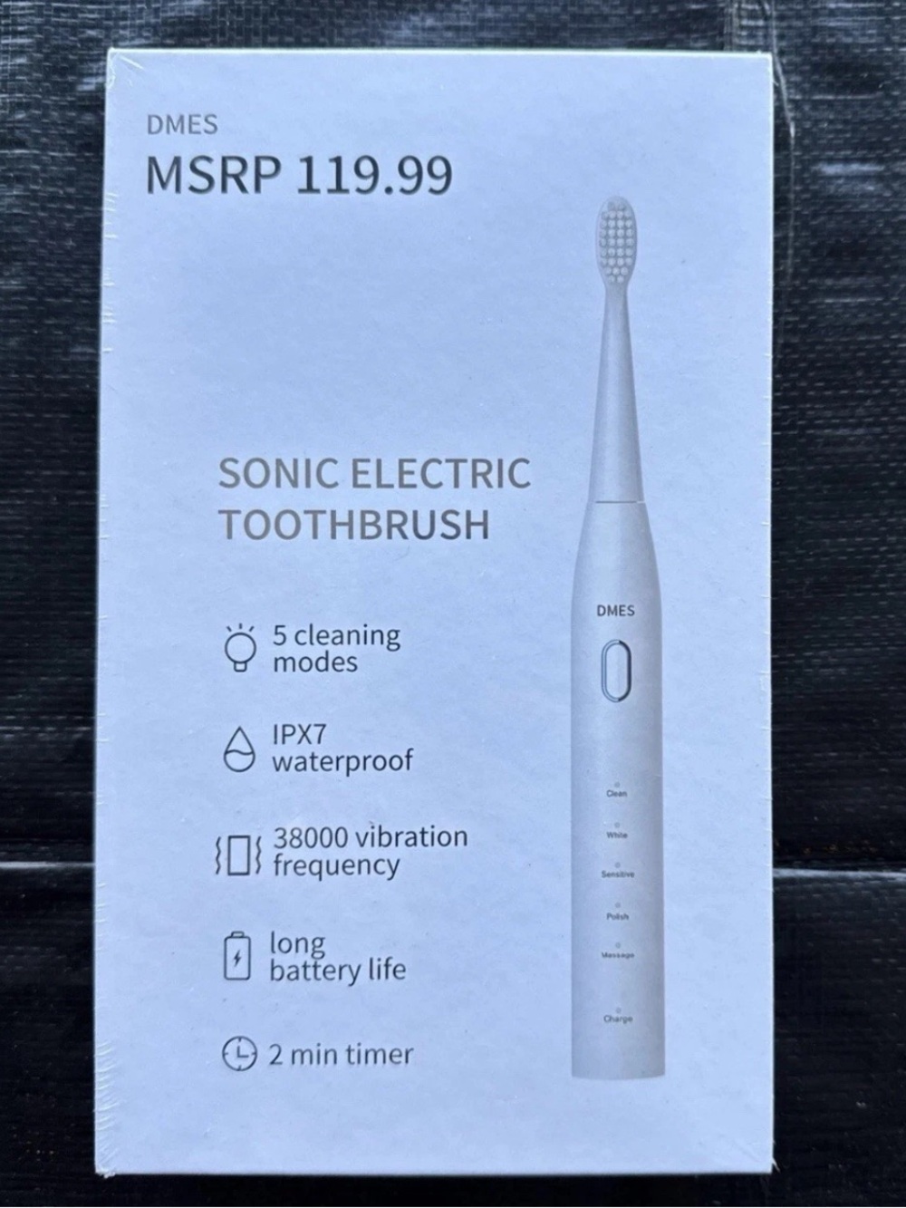 DMES Sonic Electric Toothbrush USB Rechargeable, 5 Modes, White